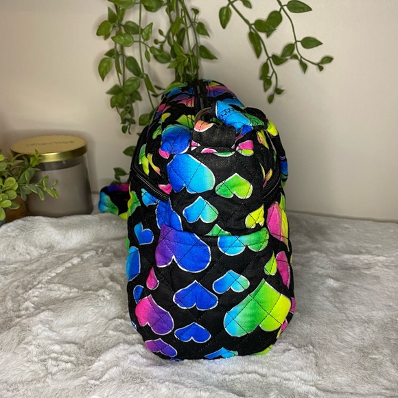 Rainbow Heart Print Shoulder Purse-100% Durable Cotton - Picture 3 of 8